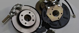 Handbrake on disc brakes VAZ 2110